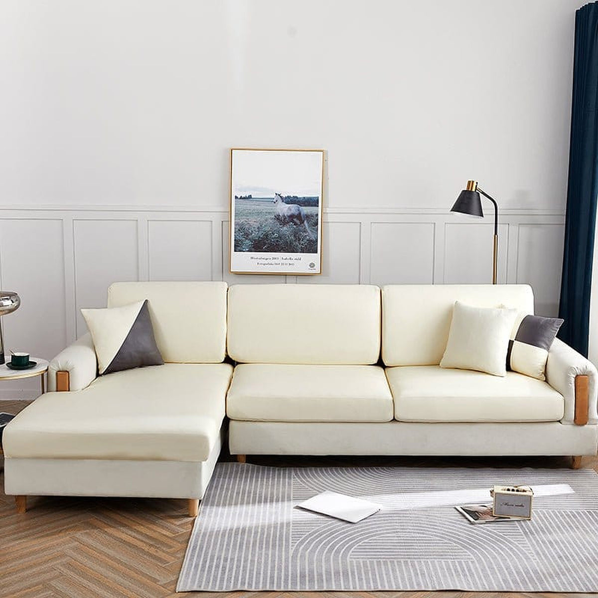Sofa Cushion Cover – Leather Look – Ivory Cream