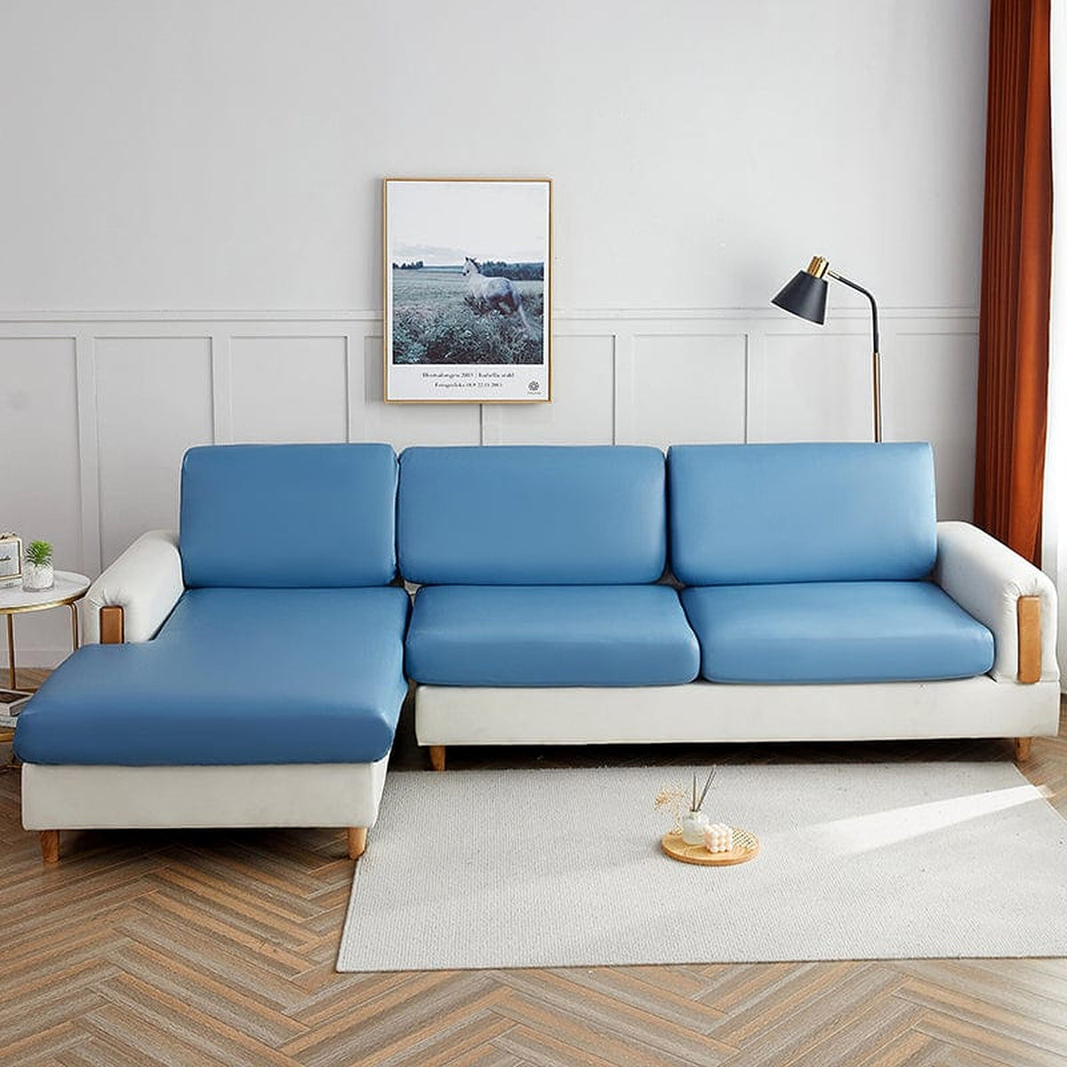 Sofa Cushion Cover – Leather Look – Sky Mist