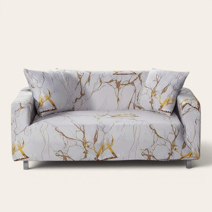 Sofa Cover – Marble Gold – Ivory Cream