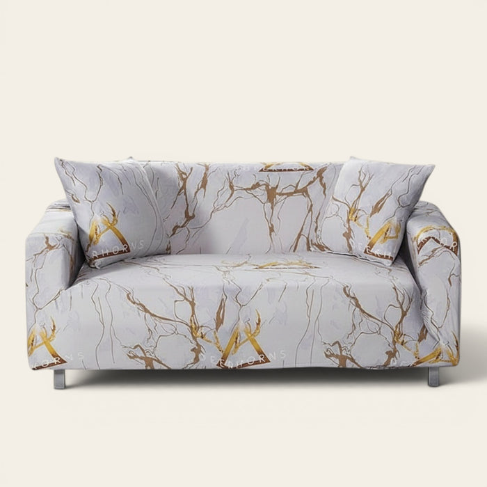 Sofa Cover – Marble Gold – Ivory Cream