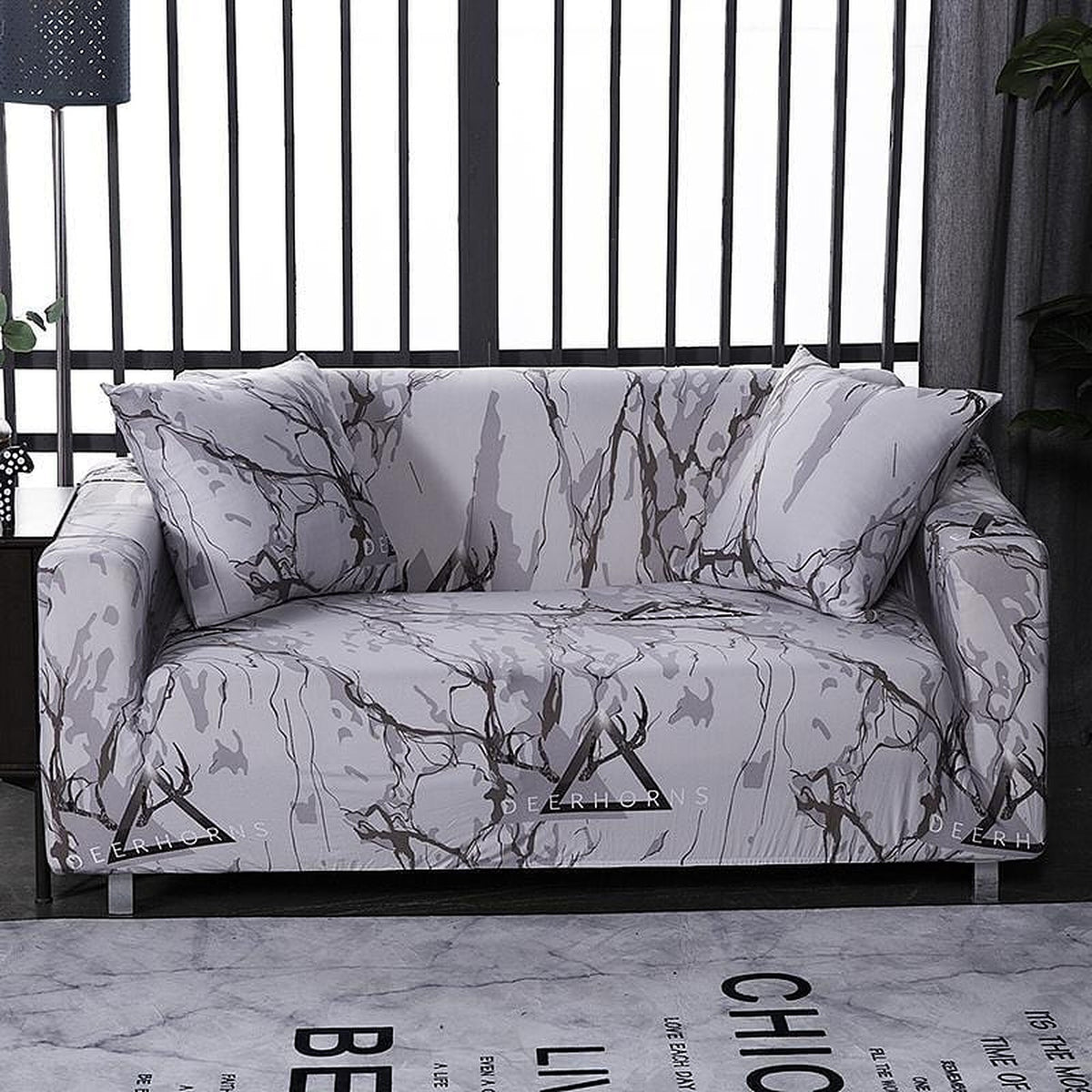 Sofa Cover – Marble Print – Pearl Grey