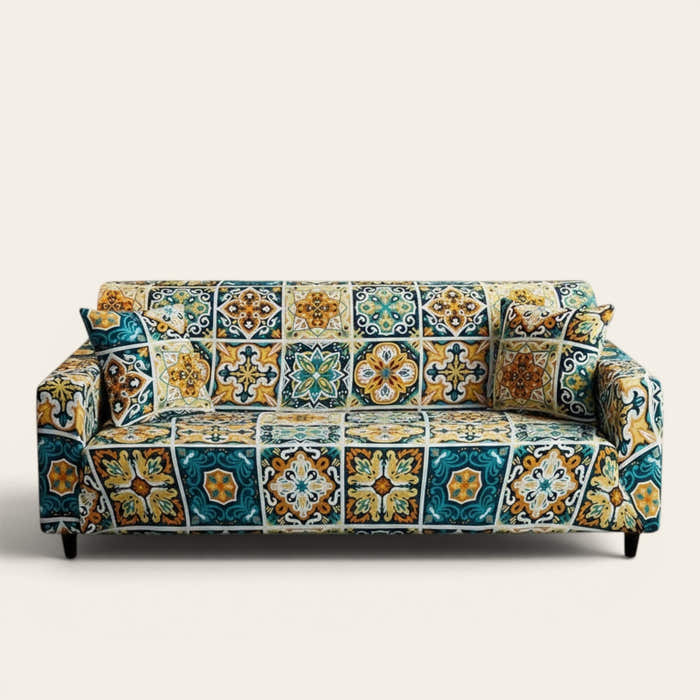 Sofa Cover – Mediterranean Tile – Teal