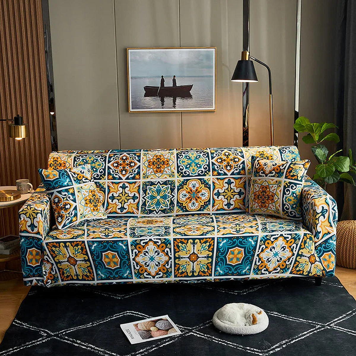 Sofa Cover – Mediterranean Tile – Teal