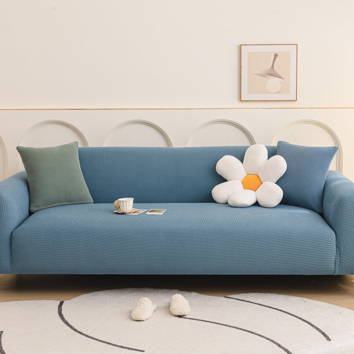 Sofa Cover – Plain Stretch Compact – Sky Mist
