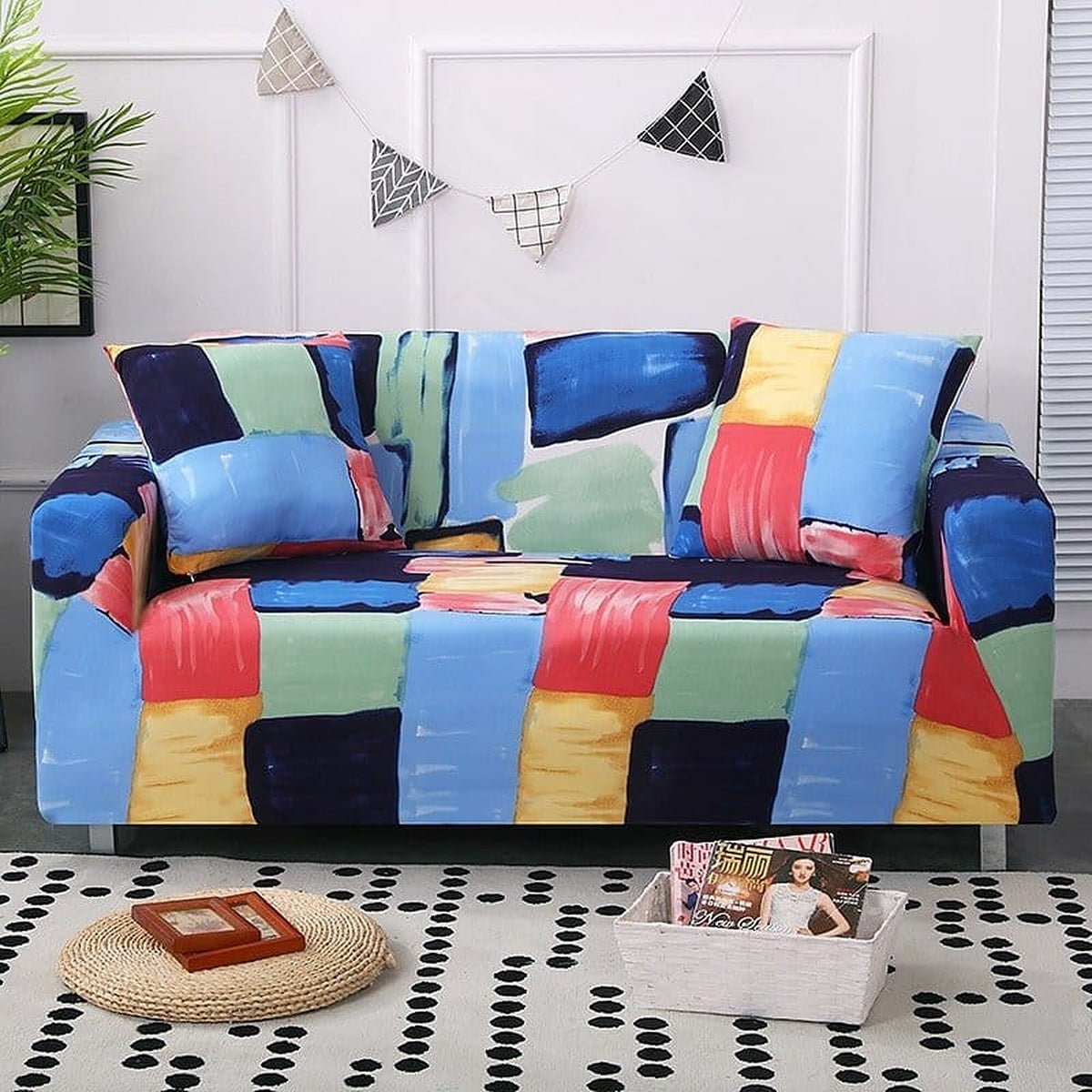 Sofa Cover – Paint Block – Stormy Blue