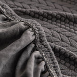 Stone Grey Pinstripe Knit sofa cover styled with cushions on a low-back sofa, view 3