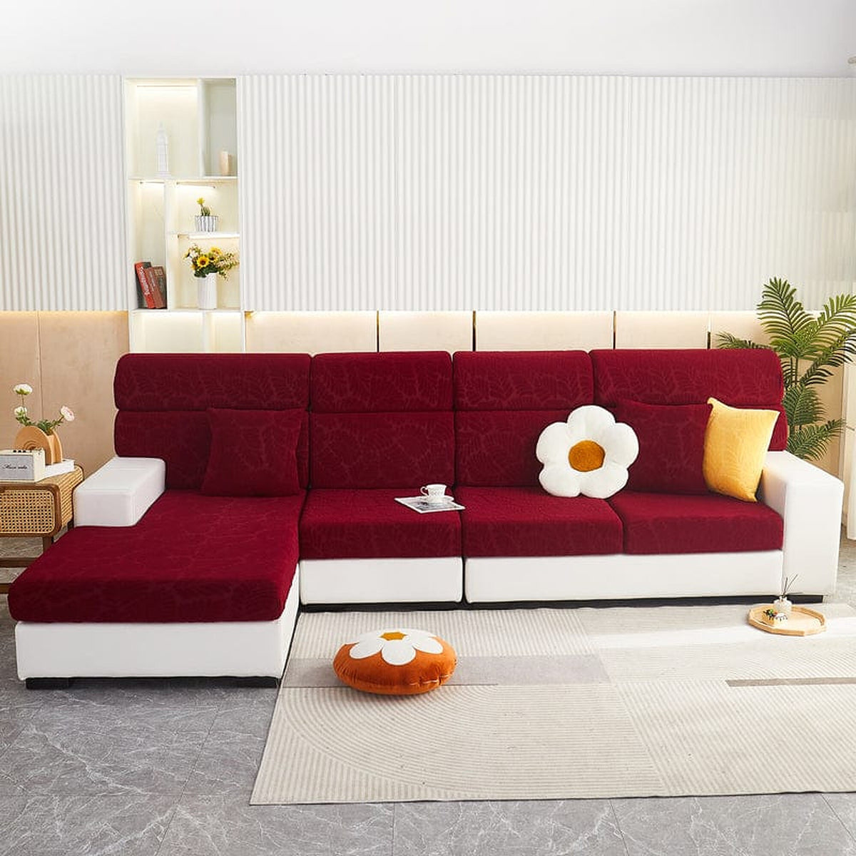 Sofa Cushion Cover – Plain Stretch – Bordeaux