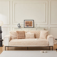 Non-Slip Sofa Cover – Pinstripe Knit – Bouclé Sand