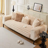 Non-Slip Sofa Cover – Pinstripe Knit – Bouclé Sand