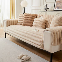 Non-Slip Sofa Cover – Pinstripe Knit – Bouclé Sand