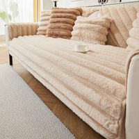 Non-Slip Sofa Cover – Pinstripe Knit – Bouclé Sand