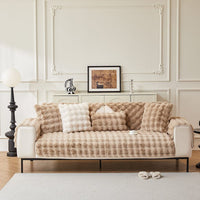 Non-Slip Sofa Cover – Velvet Brick – Bouclé Sand