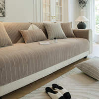 Non-Slip Sofa Cover – Striped Weave – Bouclé Sand