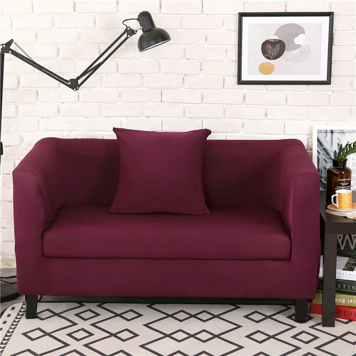 Sofa Cover – Plain Stretch – Burgundy