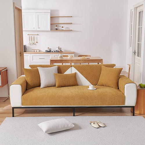 Non-Slip Sofa Cover – Plain Stretch – Caramel
