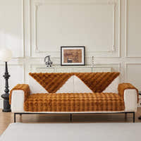 Non-Slip Sofa Cover – Velvet Brick – Caramel