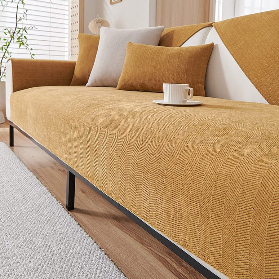 Non-Slip Sofa Cover – Plain Stretch – Caramel