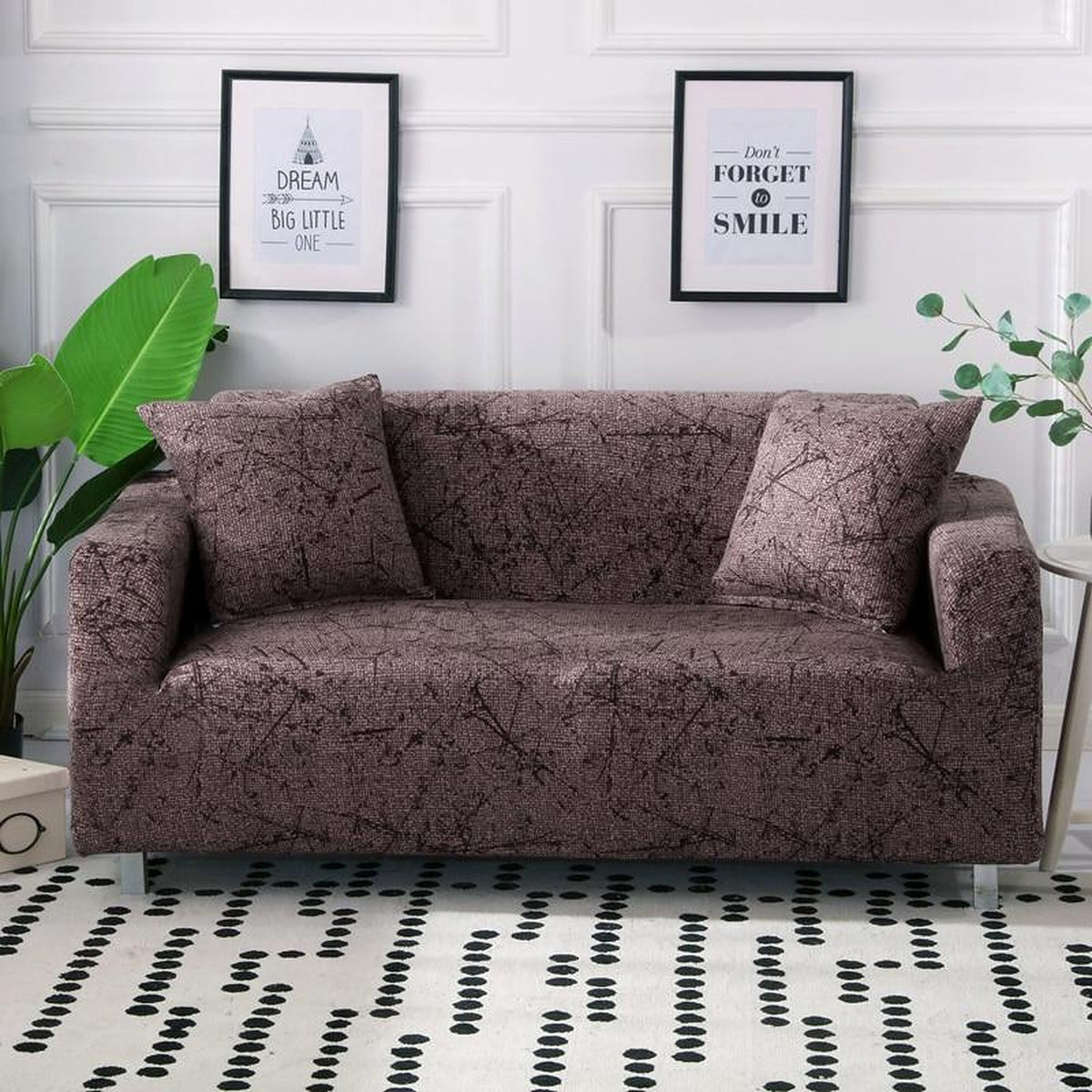 Sofa Cover – Marble Print – Espresso