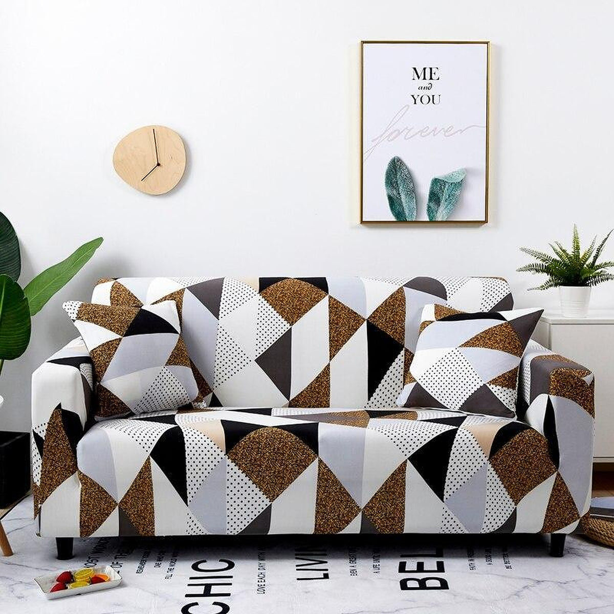 Sofa Cover – Geometric Harlequin – Espresso