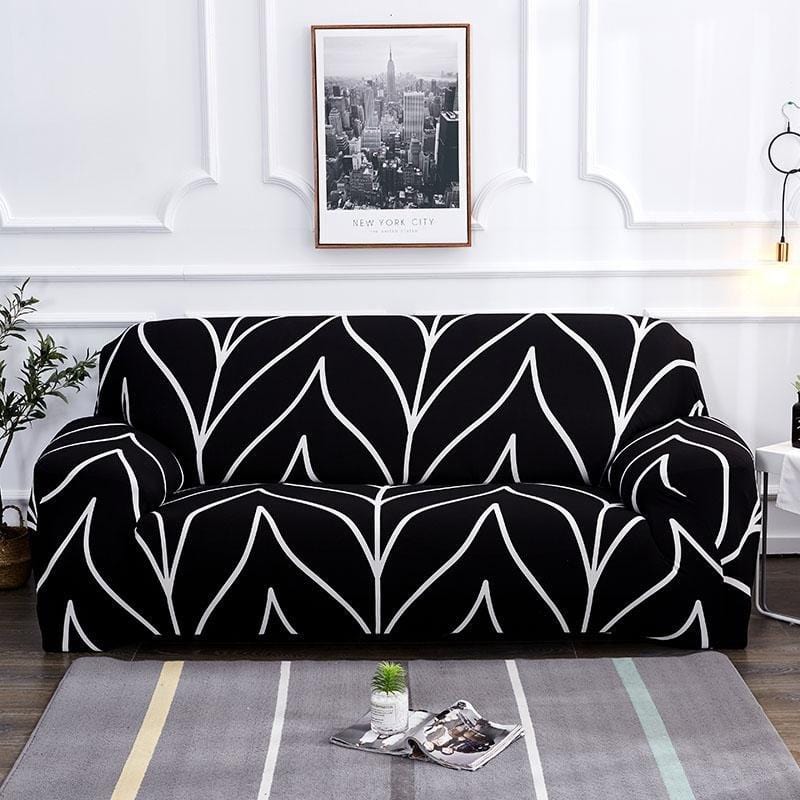 Sofa Cover – Wave Print – Ink Black
