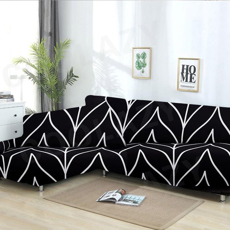 Sofa Cover – Wave Print – Ink Black