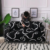 Sofa Cover – Cursive Print – Ink Black