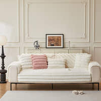 Non-Slip Sofa Cover – Pinstripe Knit – Ivory Cream