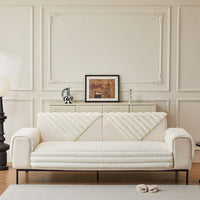 Non-Slip Sofa Cover – Pinstripe Knit – Ivory Cream