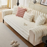 Non-Slip Sofa Cover – Pinstripe Knit – Ivory Cream