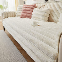 Non-Slip Sofa Cover – Pinstripe Knit – Ivory Cream