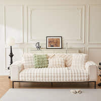 Non-Slip Sofa Cover – Velvet Brick – Ivory Cream