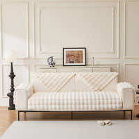 Non-Slip Sofa Cover – Velvet Brick – Ivory Cream