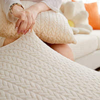Sofa Cushion Cover – Corduroy Knit – Ivory Cream