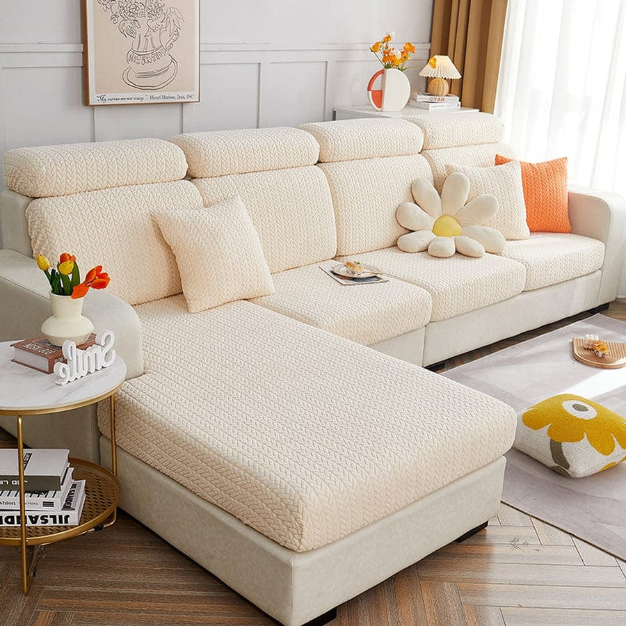 Sofa Cushion Cover – Corduroy Knit – Ivory Cream
