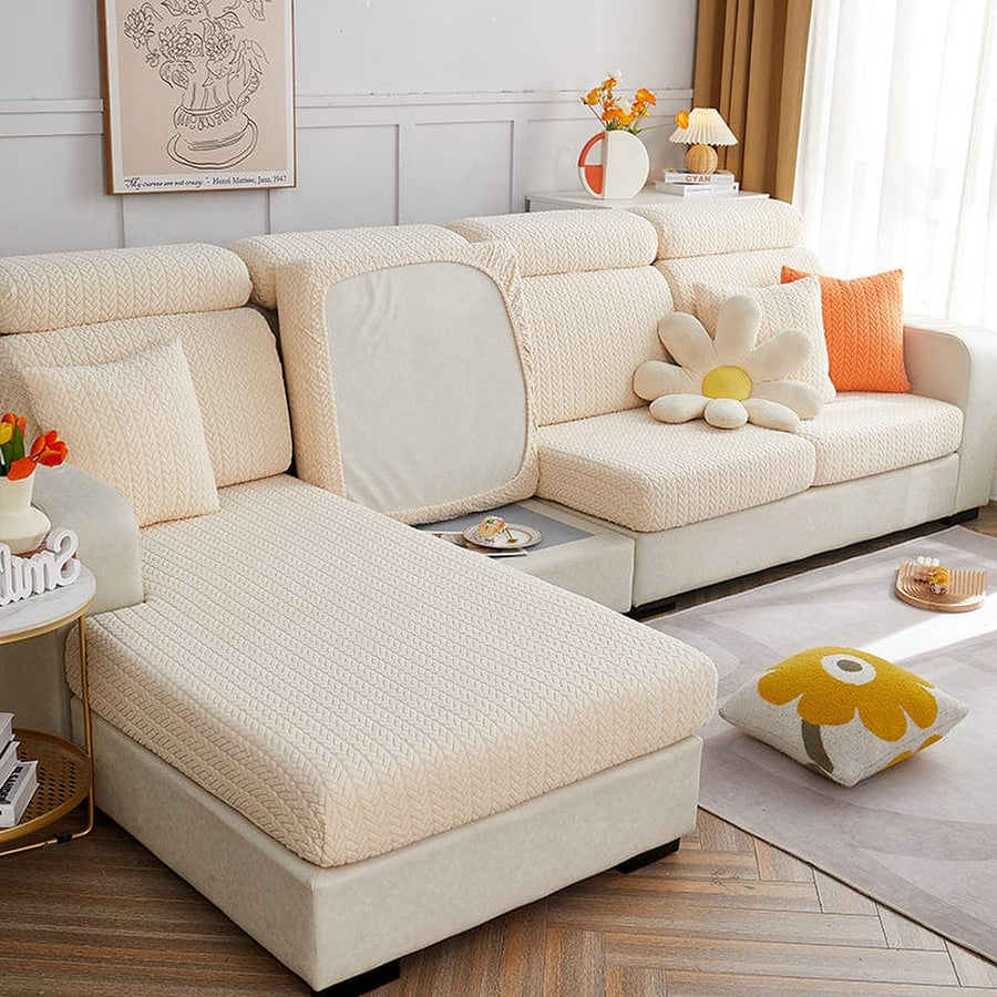 Sofa Cushion Cover – Corduroy Knit – Ivory Cream