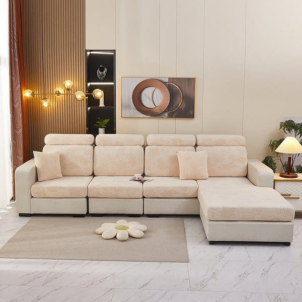 Sofa Cushion Cover – Plain Stretch Sectional – Bouclé Sand