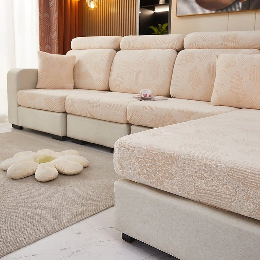 Sofa Cushion Cover – Plain Stretch Sectional – Bouclé Sand