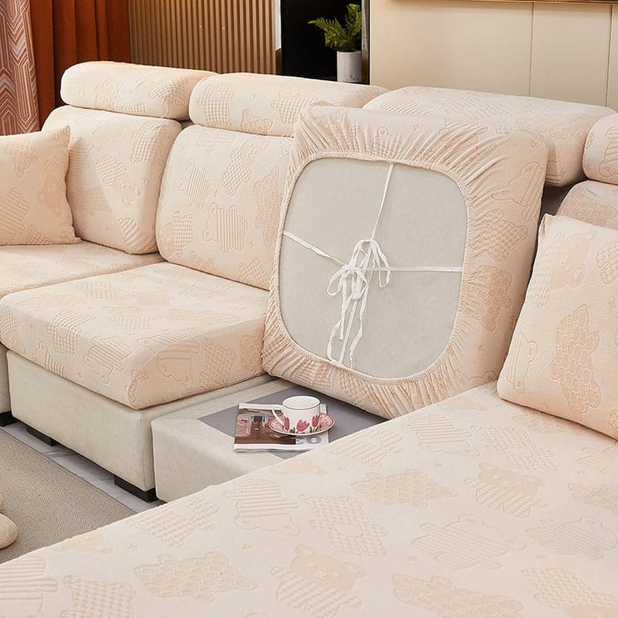 Sofa Cushion Cover – Plain Stretch Sectional – Bouclé Sand