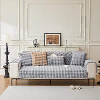 Non-Slip Sofa Cover – Velvet Quilted – Pearl Grey