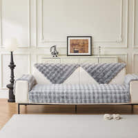Non-Slip Sofa Cover – Velvet Quilted – Pearl Grey