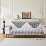 Non-Slip Sofa Cover – Velvet Quilted – Pearl Grey