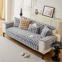 Non-Slip Sofa Cover – Velvet Quilted – Pearl Grey