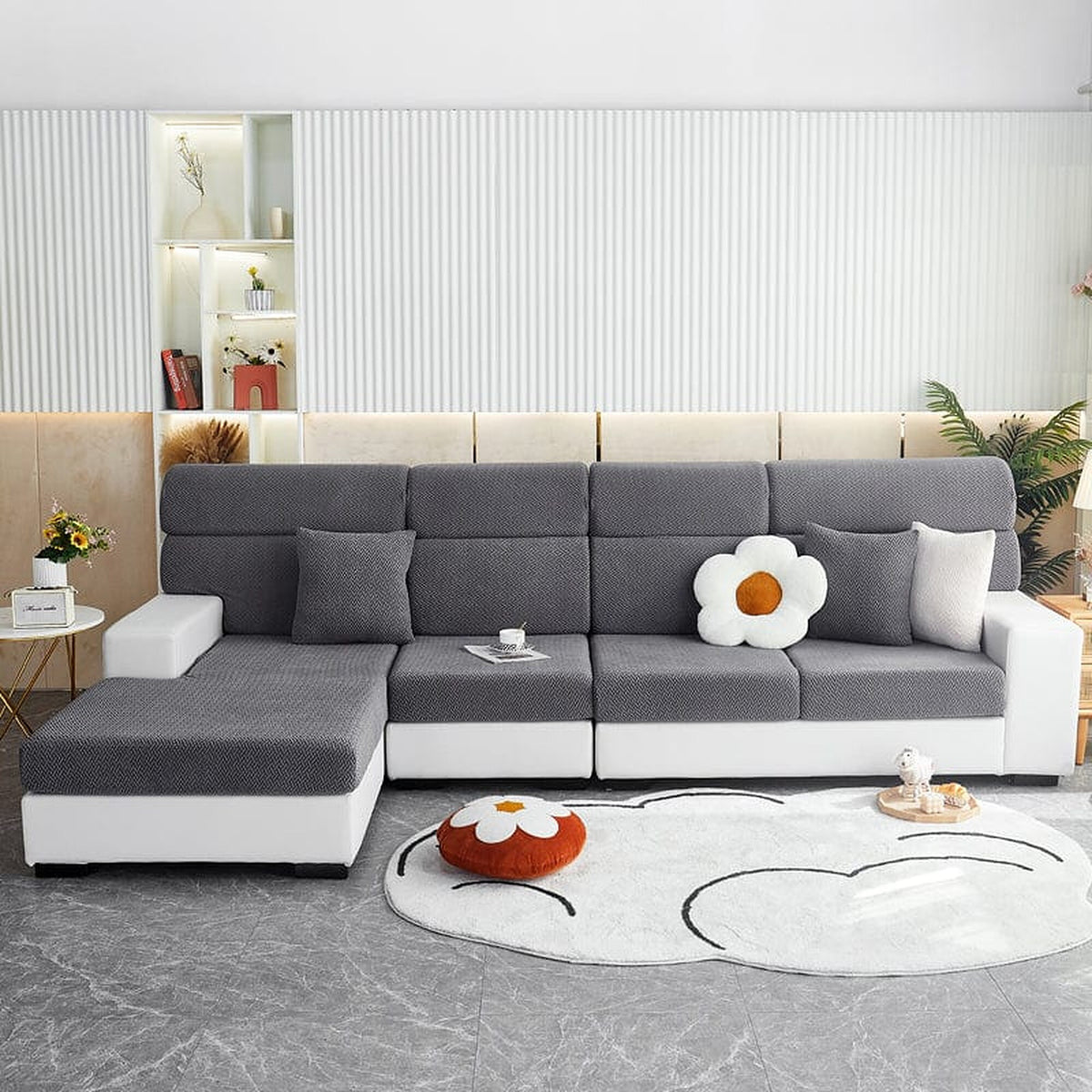 Sofa Cushion Cover – Plain Stretch – Charcoal