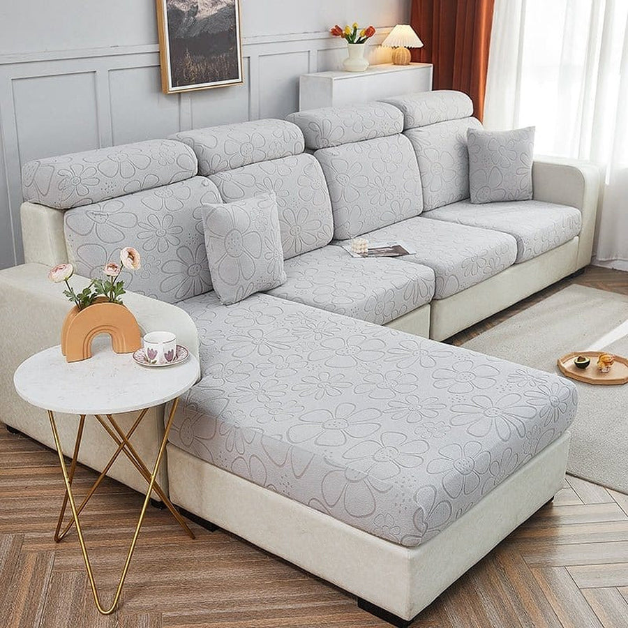 Sofa Cushion Cover – Floral Petite – Pearl Grey