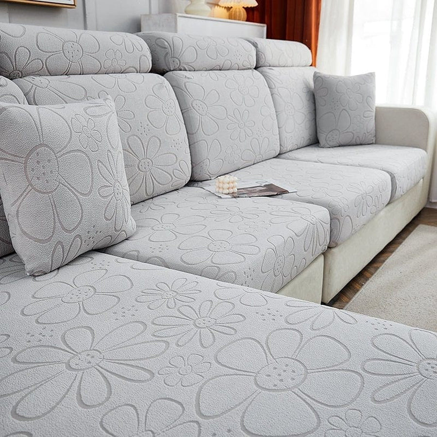 Sofa Cushion Cover – Floral Petite – Pearl Grey