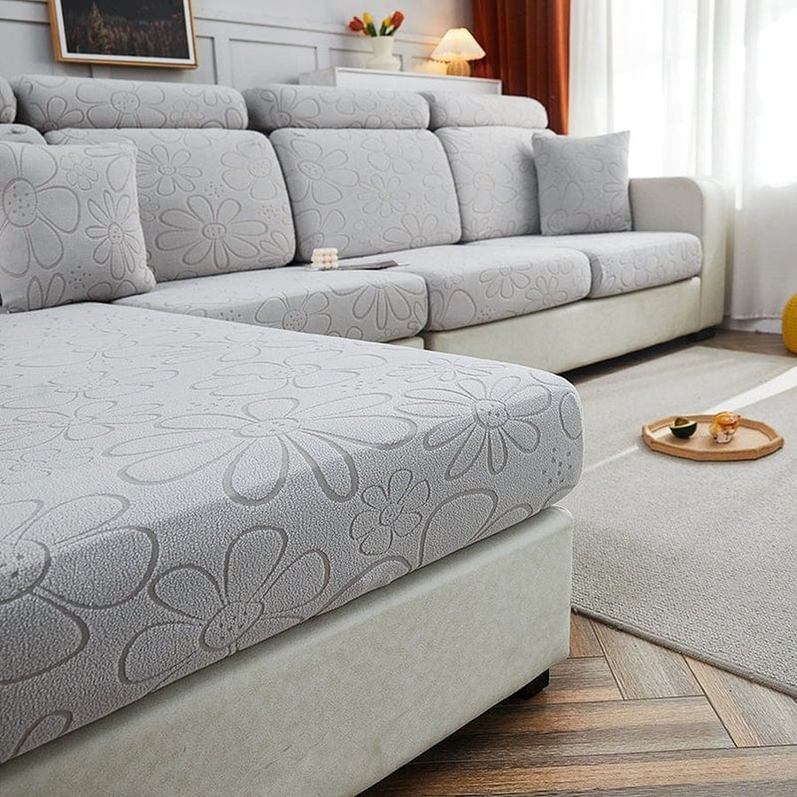 Sofa Cushion Cover – Floral Petite – Pearl Grey