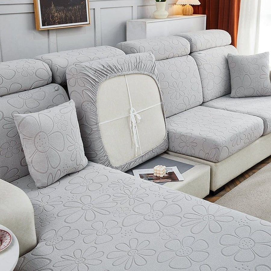 Sofa Cushion Cover – Floral Petite – Pearl Grey