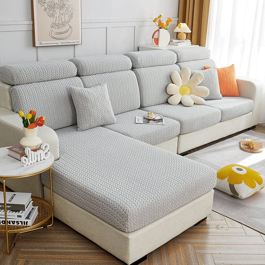 Sofa Cushion Cover – Corduroy Knit – Pearl Grey