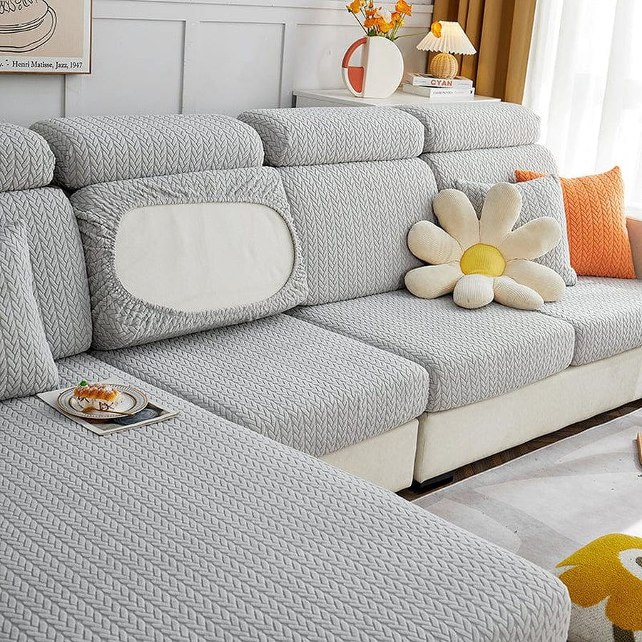 Sofa Cushion Cover – Corduroy Knit – Pearl Grey