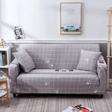Sofa Cover – Geometric Grid – Pearl Grey